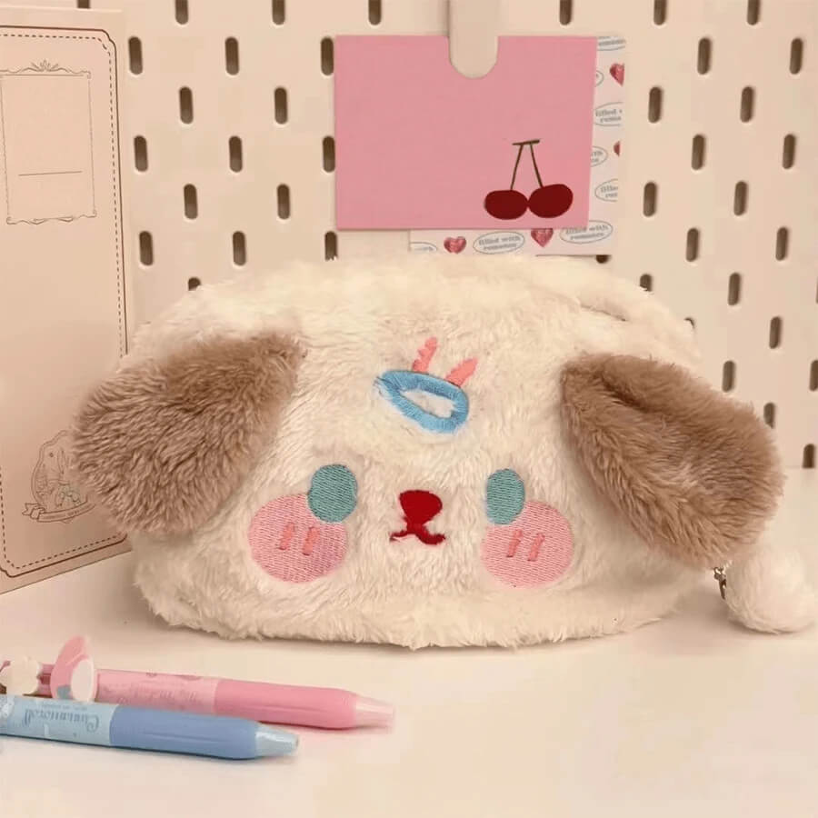 Plush Dog Pencil Case Cute Large Capacity