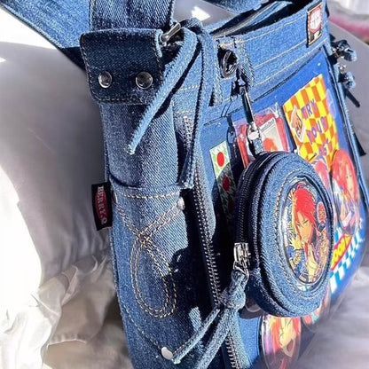 Niche Design Sense Ttransparent Girls Denim Crossbody Bag