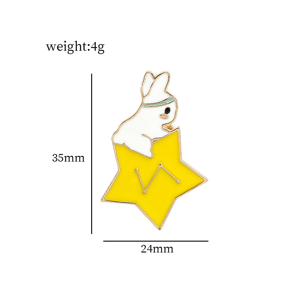 Lovely Rabbit Star Moon Metal Badge