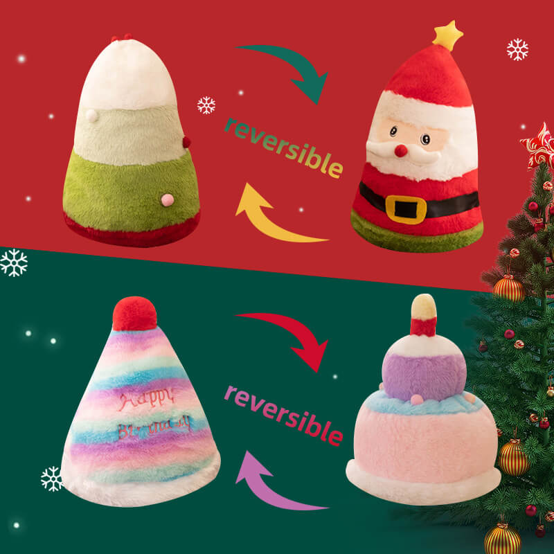 Flip Christmas Hat Birthday Cake Plush Toy