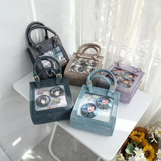 9 Colors  Badge Holder Transparent Window Denim Ita Bag