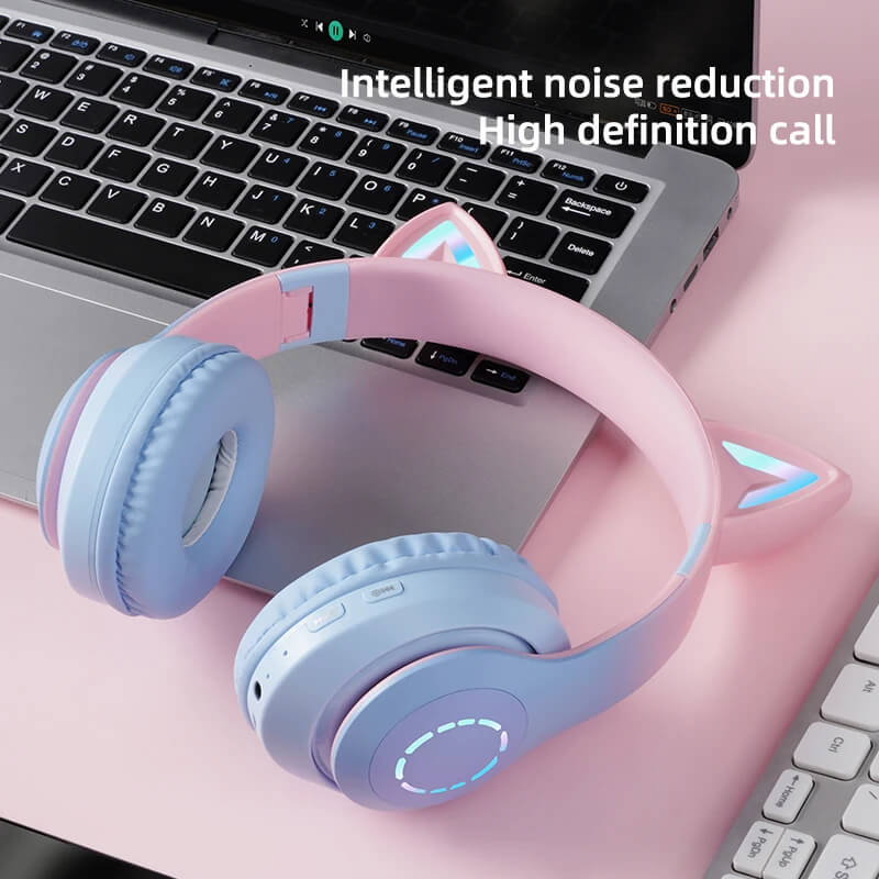 Bluetooth Headset Gradient Color Cat Ear Headset