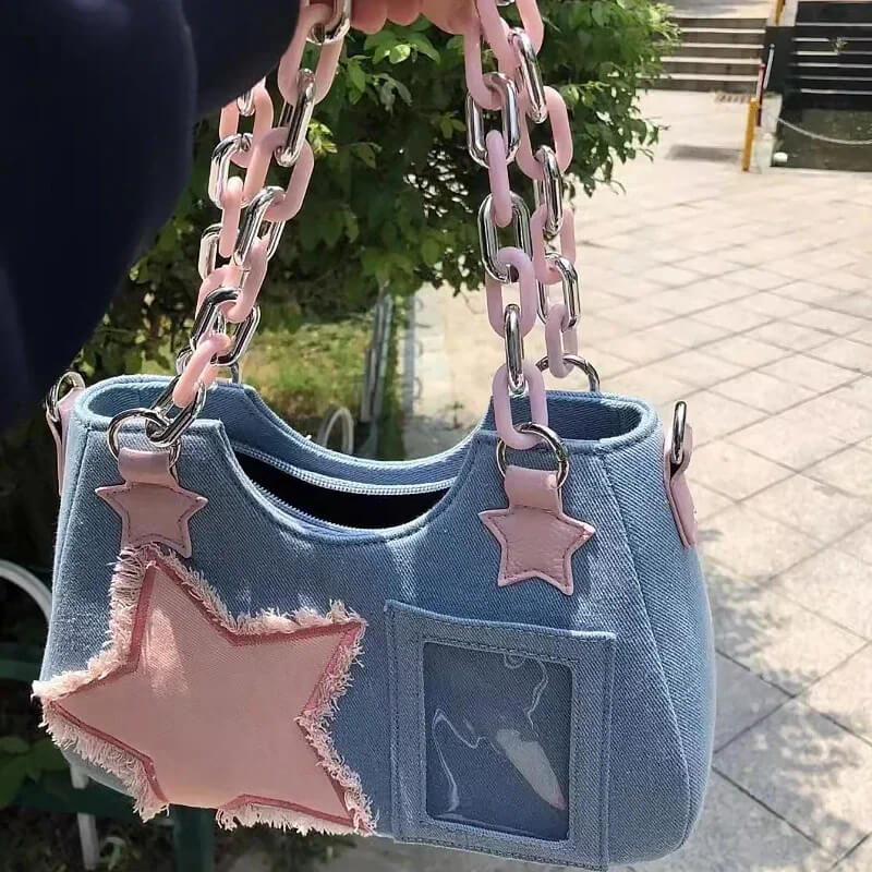 Y2k Spicy Denim  Ita Shoulder Crossbody  Bag