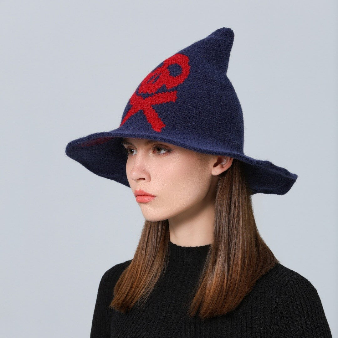 Halloween Skull Wool Knit Witch Hat