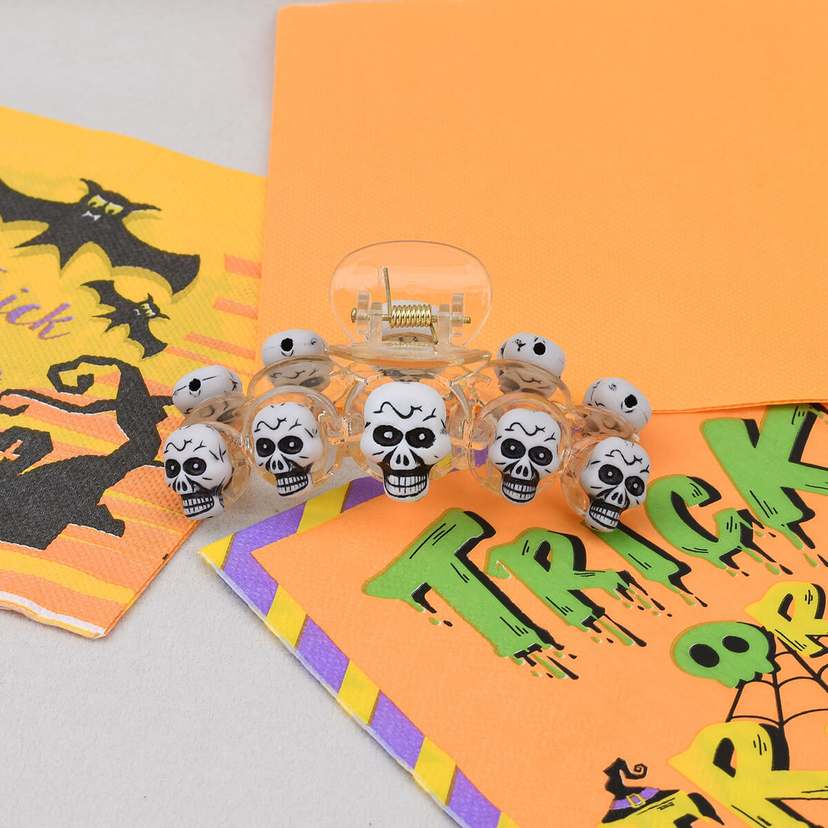 Halloween Spooky Pumpkin Plate Hair Clips