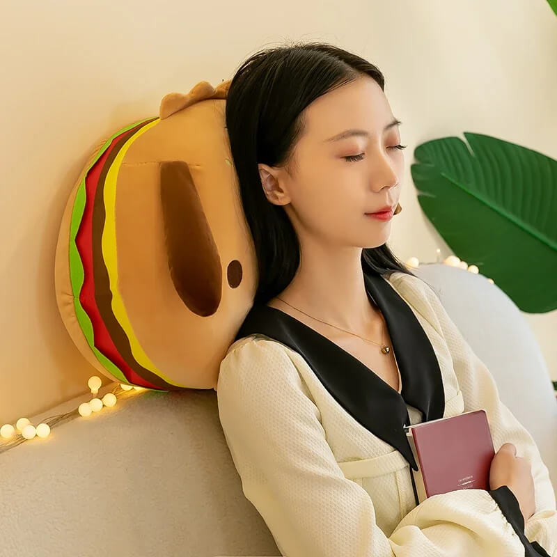 Cartoon Cute Hamburger  Puppy Plush Pillow