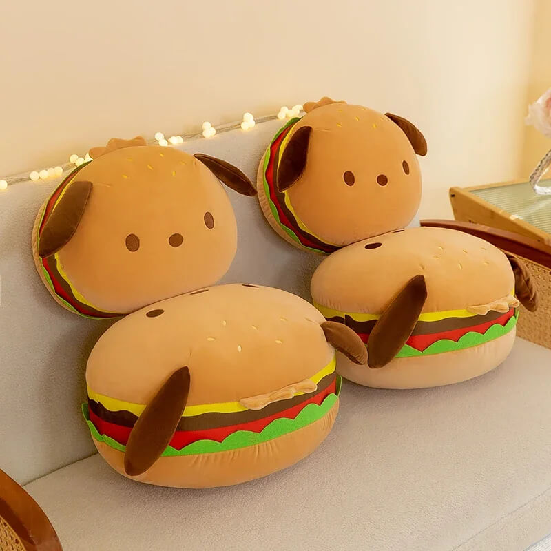 Cartoon Cute Hamburger  Puppy Plush Pillow