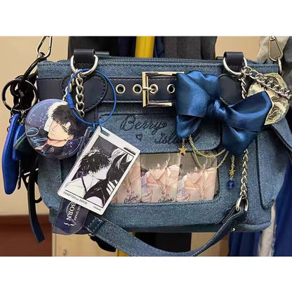 Ladies Vintage Harajuku Y2k Bag Aesthetic Deep Blue Denim Handbag