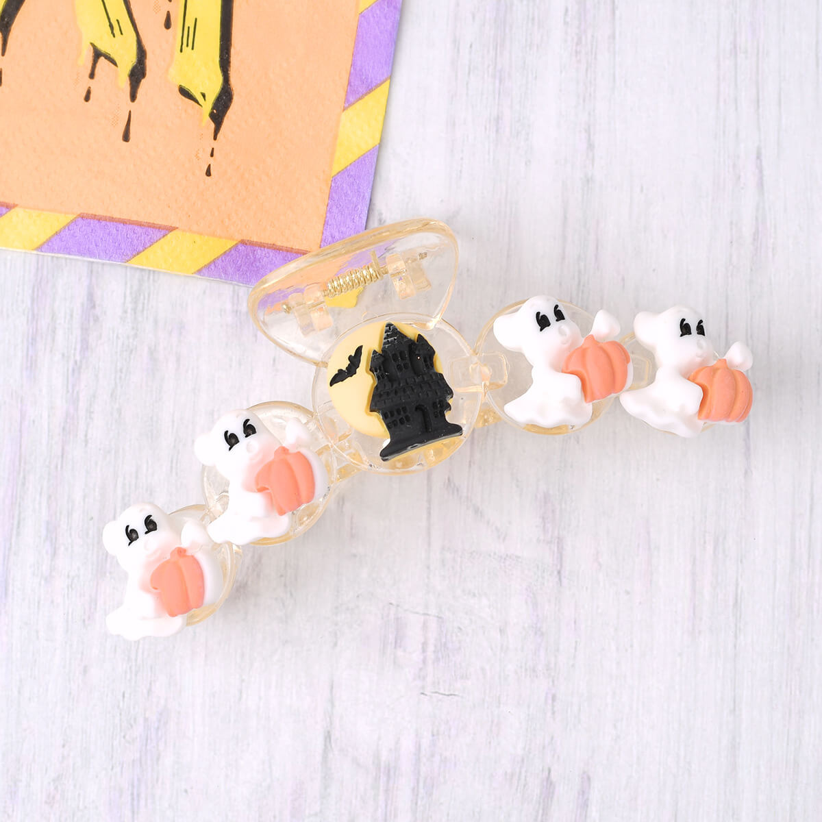 Halloween Spooky Pumpkin Plate Hair Clips