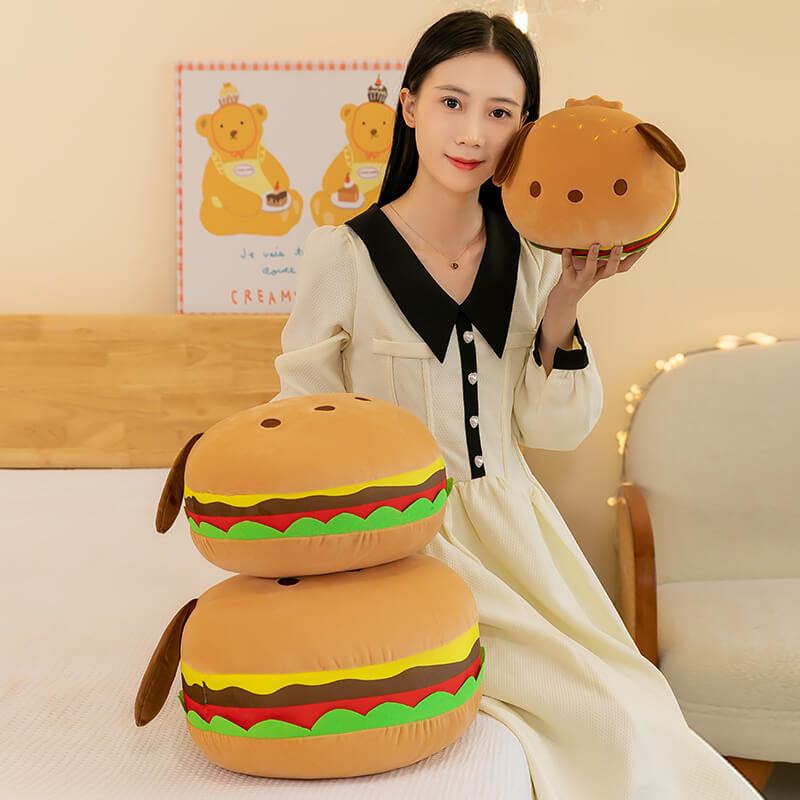 Cartoon Cute Hamburger  Puppy Plush Pillow