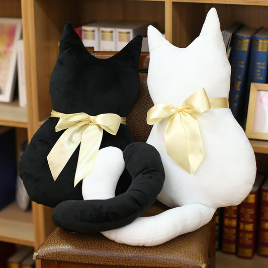 Lovely Couple Black White Cat Shadow Pillow