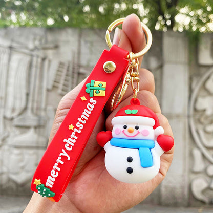 Cartoon Snowman Santa Claus Christmas Tree Pendant Keychain