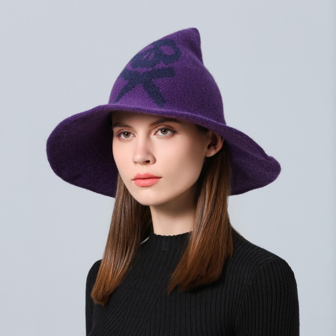 Halloween Skull Wool Knit Witch Hat