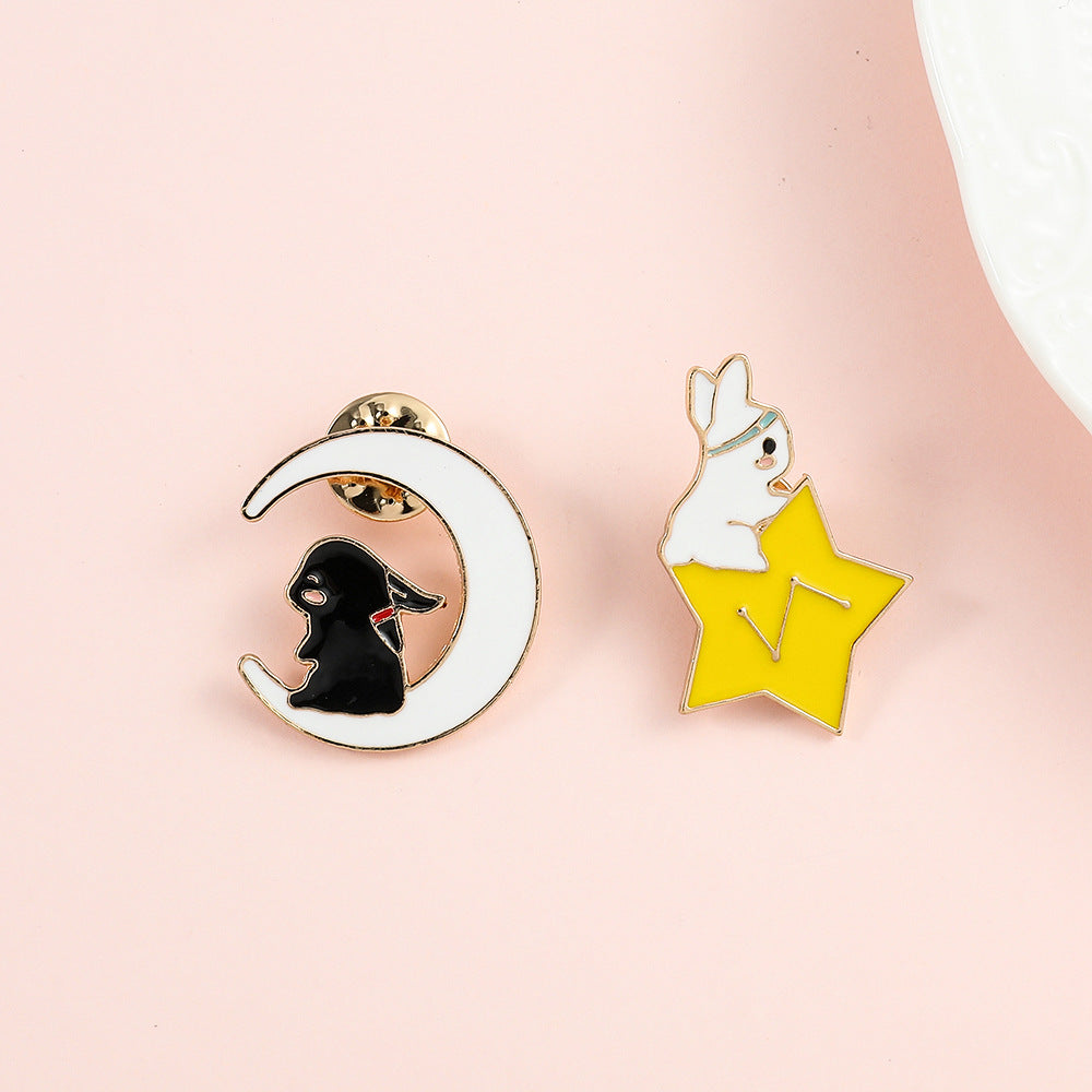 Lovely Rabbit Star Moon Metal Badge