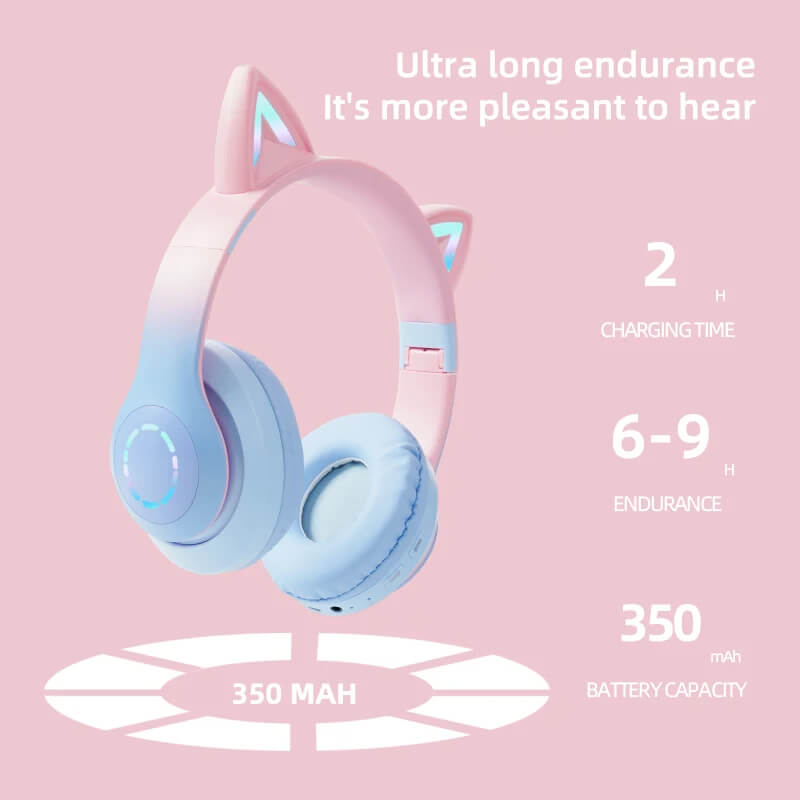 Bluetooth Headset Gradient Color Cat Ear Headset