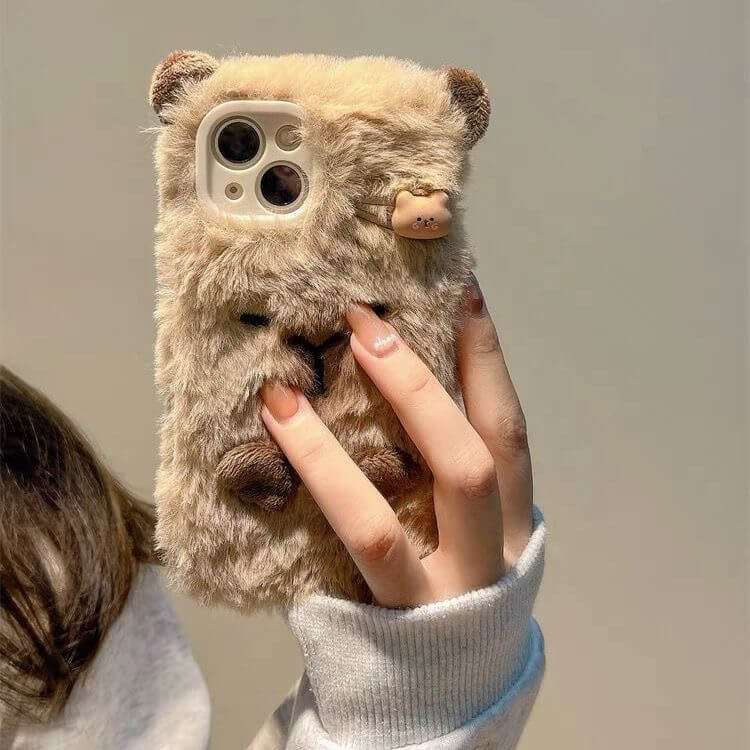 Plush Cartoon Capybara iPhone Case