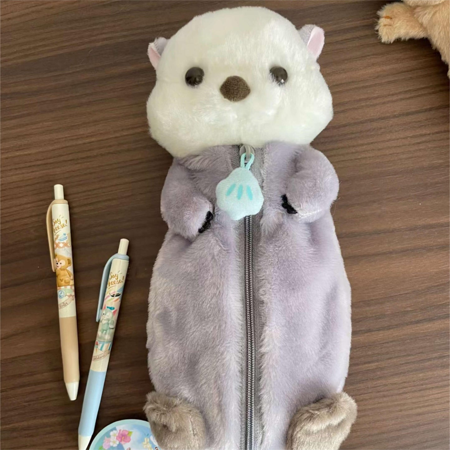 Sea otter large capacity plush doll stationery pencil case