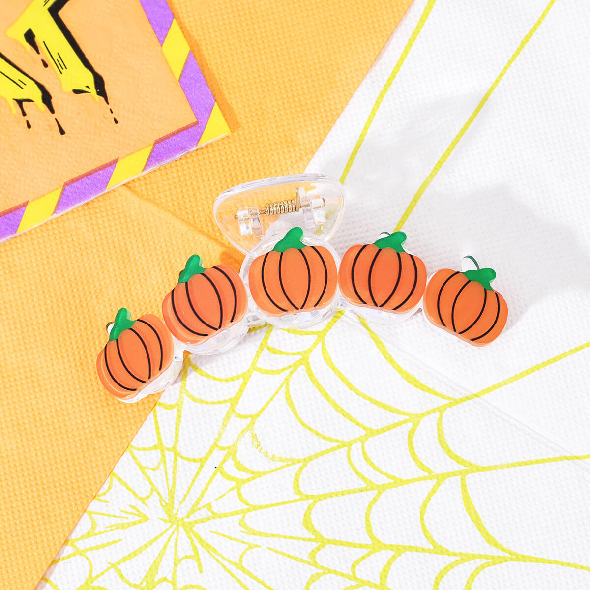 Halloween Spooky Pumpkin Plate Hair Clips