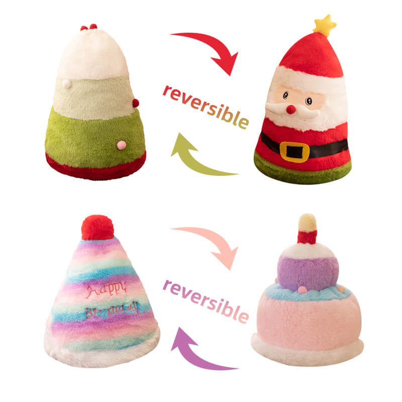 Flip Christmas Hat Birthday Cake Plush Toy