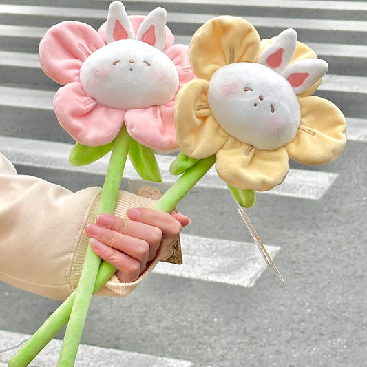 Bread Bunny Knock Flower-Shape Plush Toy Doll Massage Stick