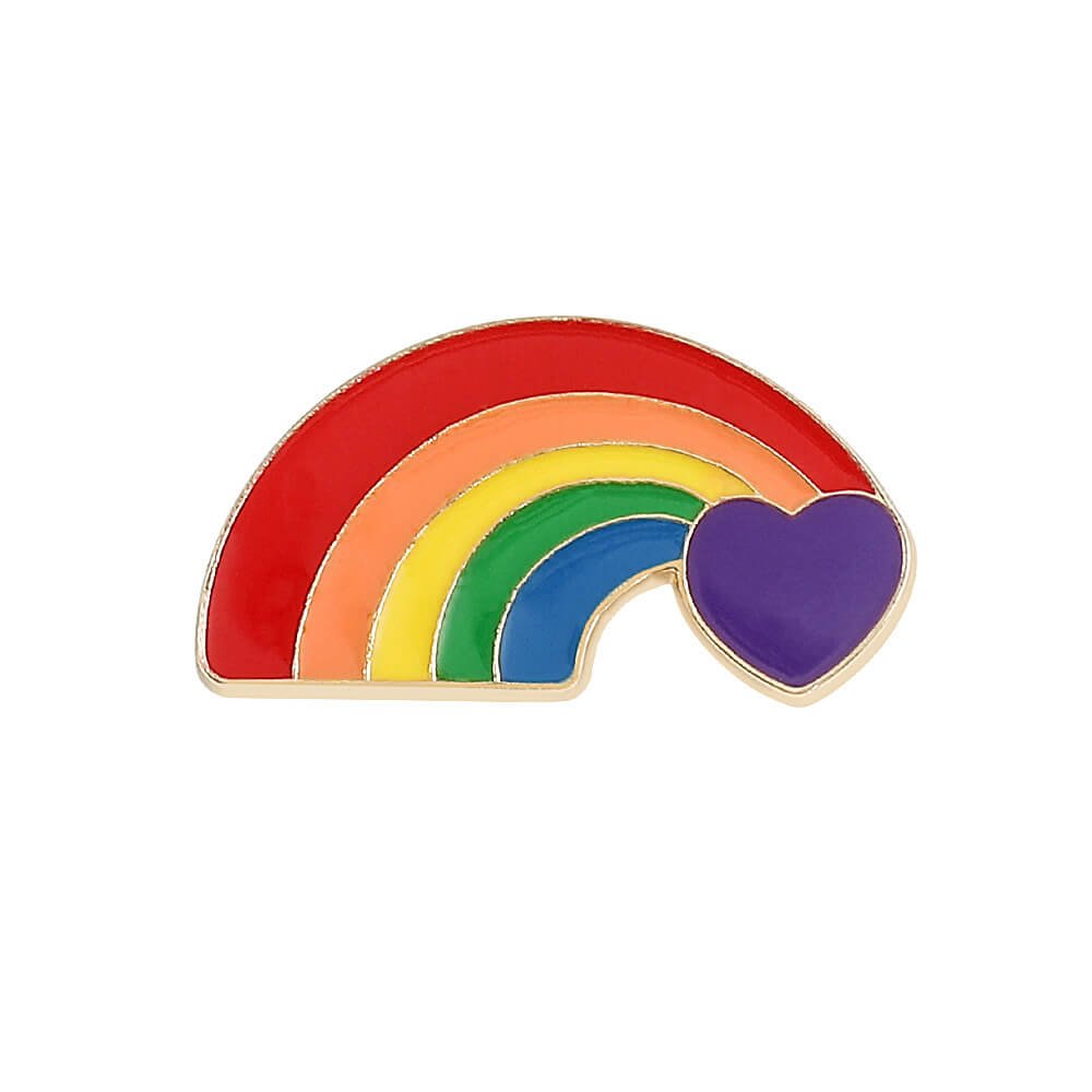 Rainbow Love Heart LOVE Metal Brooch