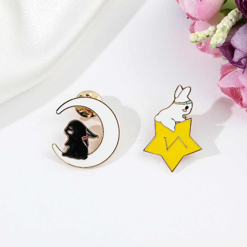 Lovely Rabbit Star Moon Metal Badge