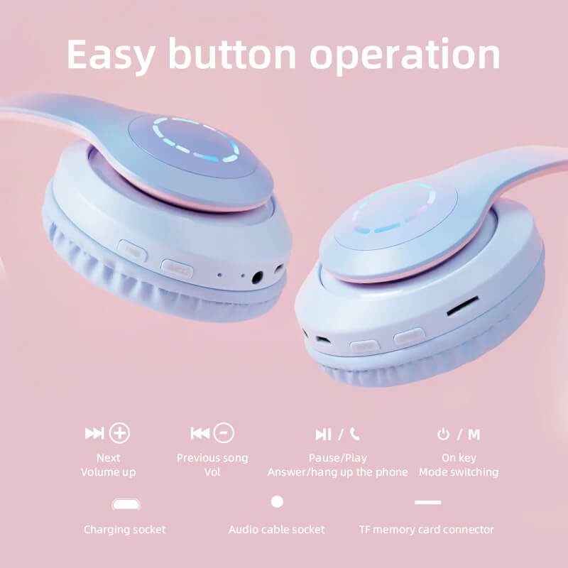 Bluetooth Headset Gradient Color Cat Ear Headset