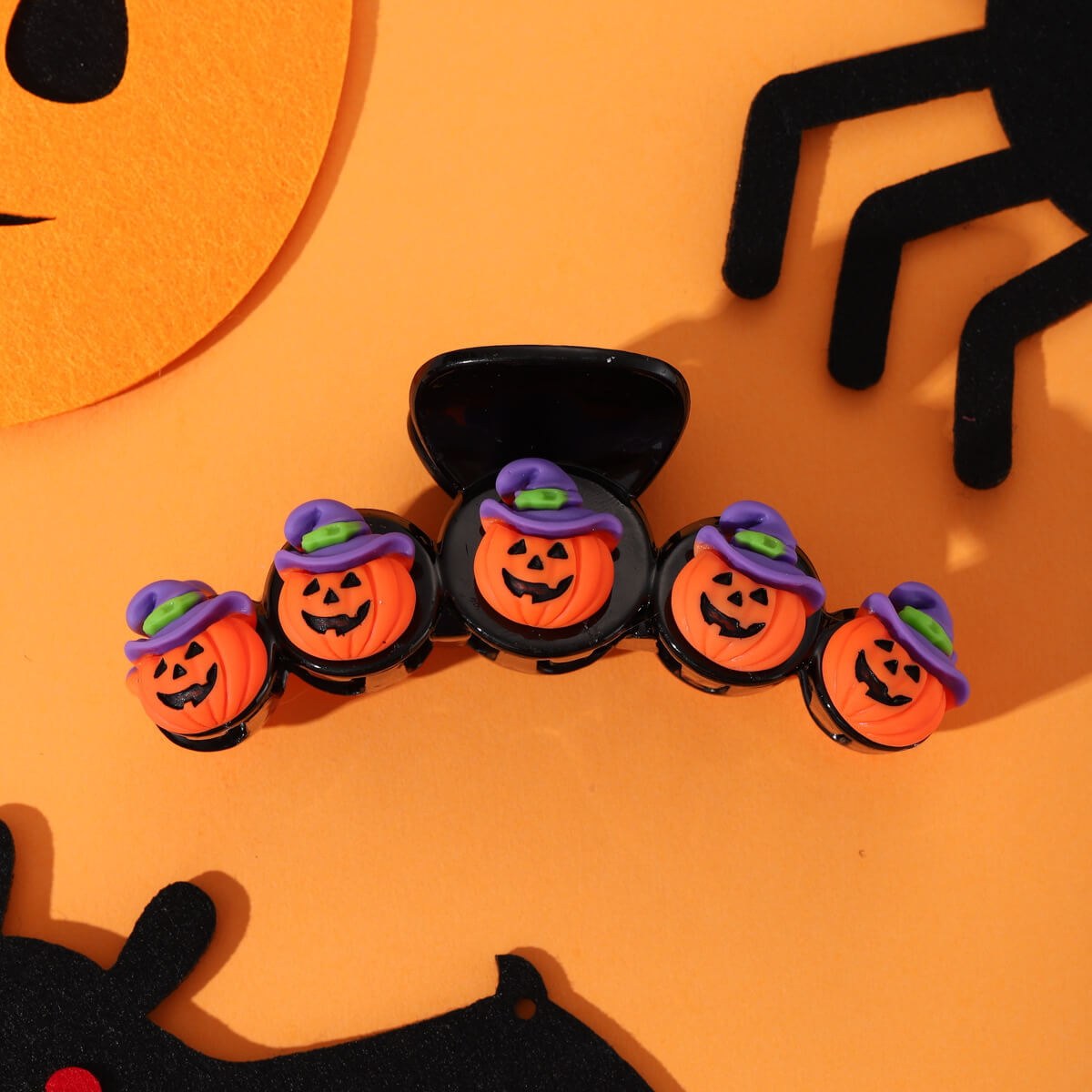 Halloween Spooky Pumpkin Plate Hair Clips