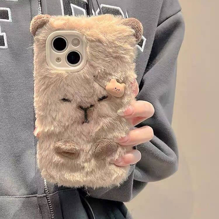 Plush Cartoon Capybara iPhone Case