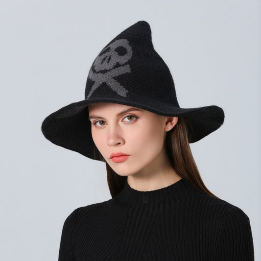 Halloween Skull Wool Knit Witch Hat