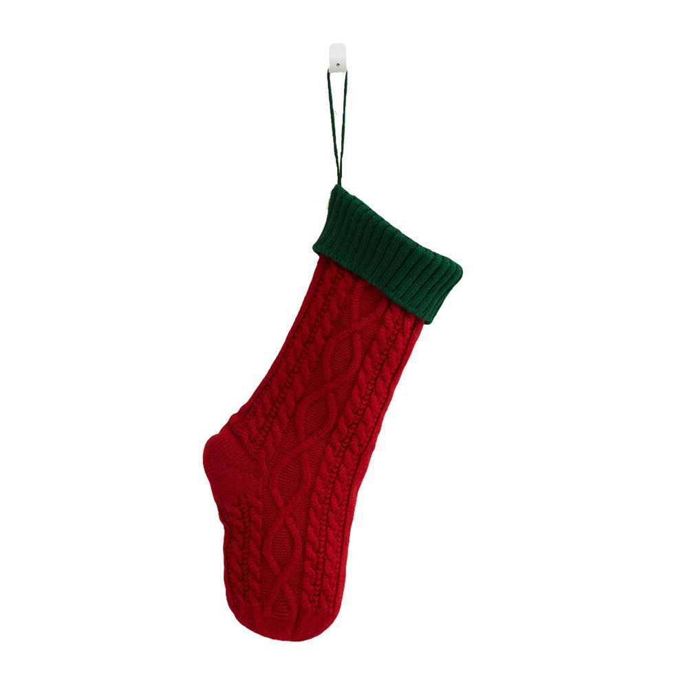 Christmas colour blocked knitted red stocking decorations