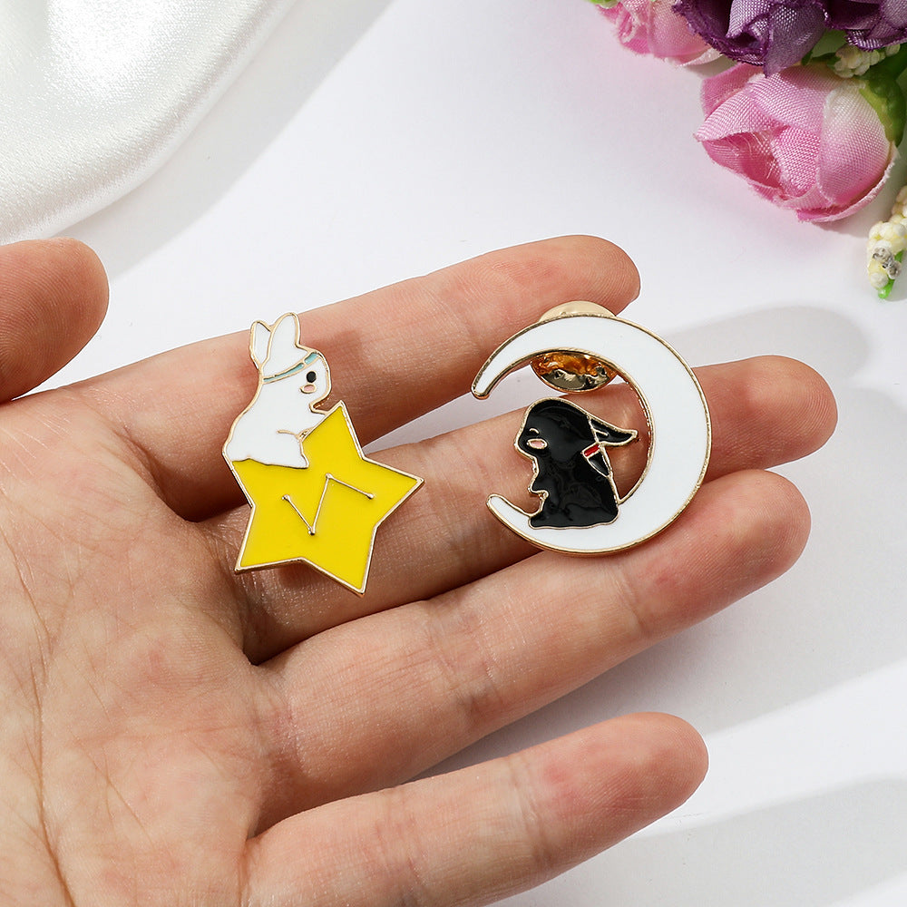 Lovely Rabbit Star Moon Metal Badge