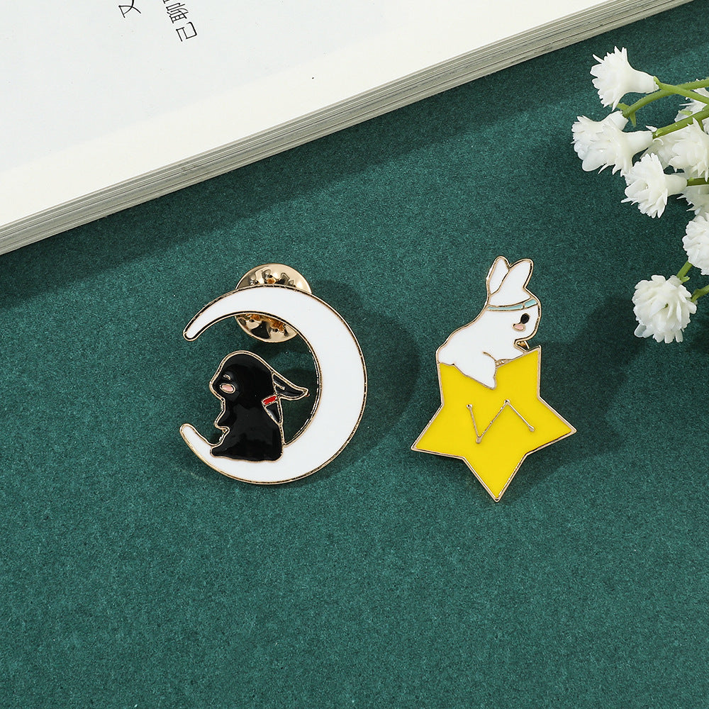 Lovely Rabbit Star Moon Metal Badge