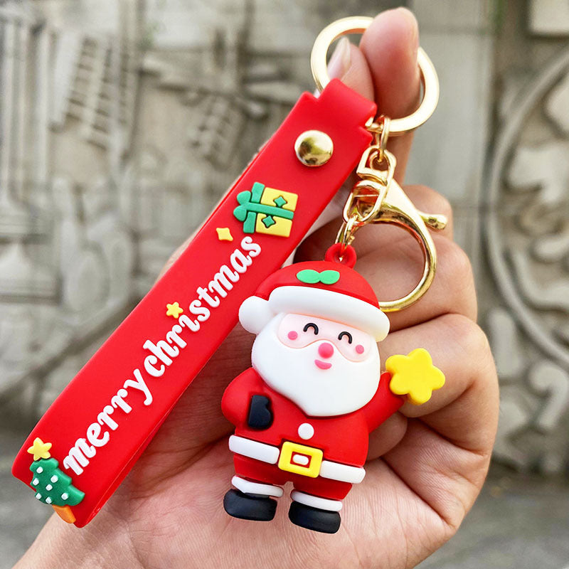 Cartoon Snowman Santa Claus Christmas Tree Pendant Keychain