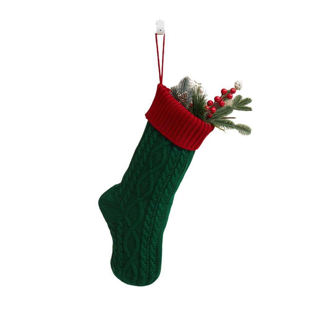 Christmas colour blocked knitted red stocking decorations