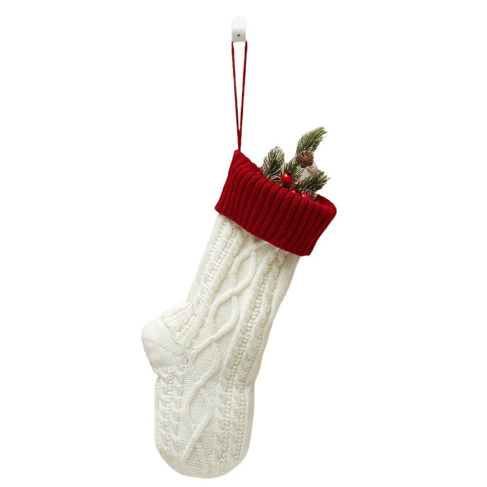 Christmas colour blocked knitted red stocking decorations