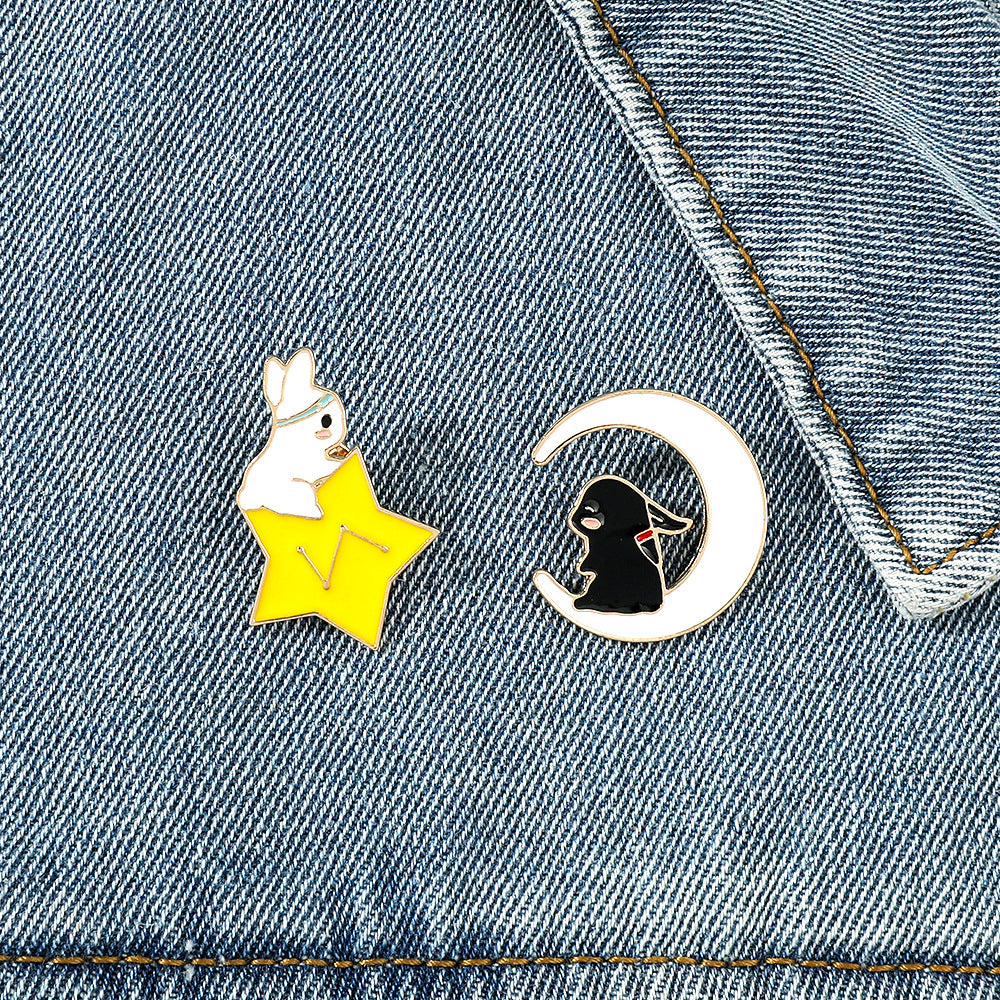 Lovely Rabbit Star Moon Metal Badge