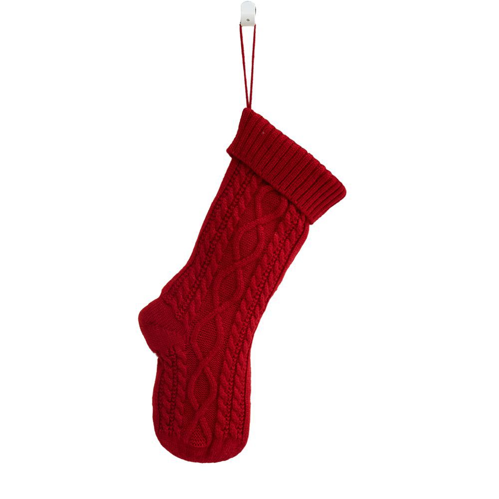 Christmas colour blocked knitted red stocking decorations