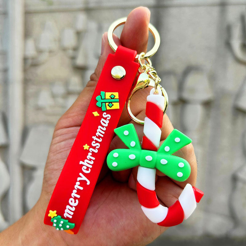 Cartoon Snowman Santa Claus Christmas Tree Pendant Keychain