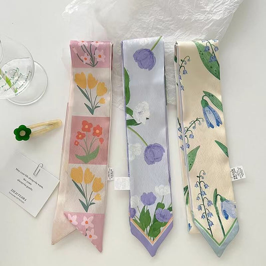 Fashionable Printed Silk Ribbon Scarves