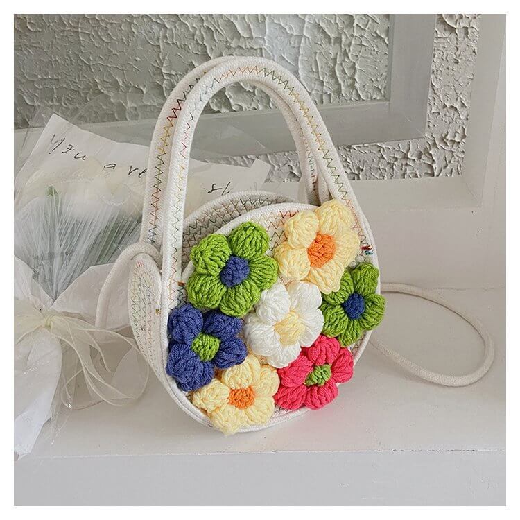 Romantic Flower Crochet Hawaiian Vacation Style Bag