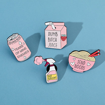 Pink Series Brooch Soda Bottle Milk Carton Noodle Bowl