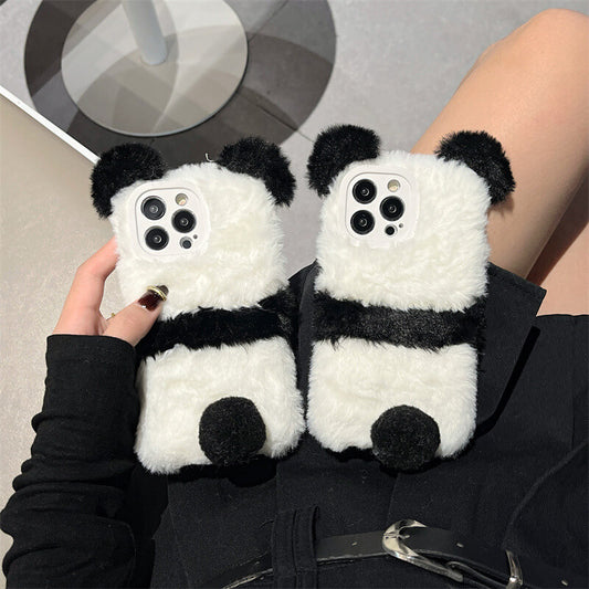 Anti-Shock Plush Panda Back Phone Case