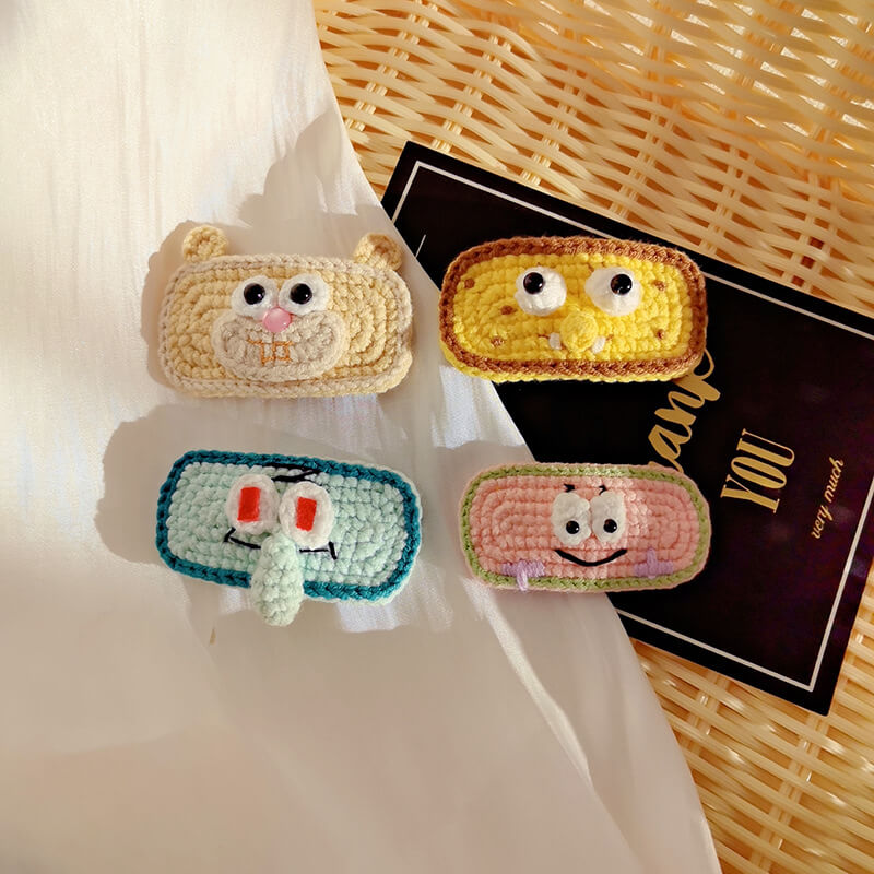 Cute Cartoon Animals Hand Knit Wool Hair Clips