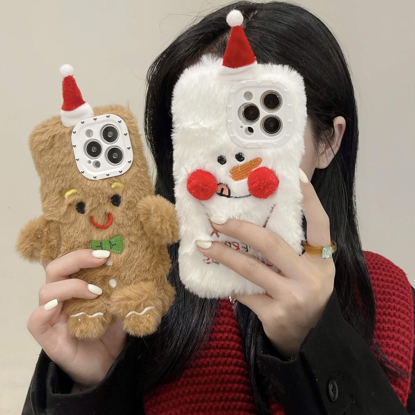 Christmas Plush Snowman Gingerbread Man Drop Protection Phone Case