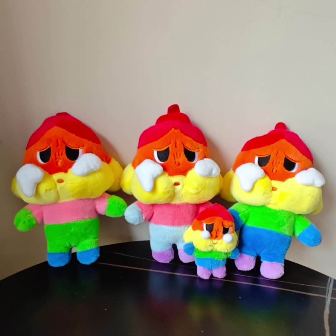 Rainbow crying baby plush doll pendant