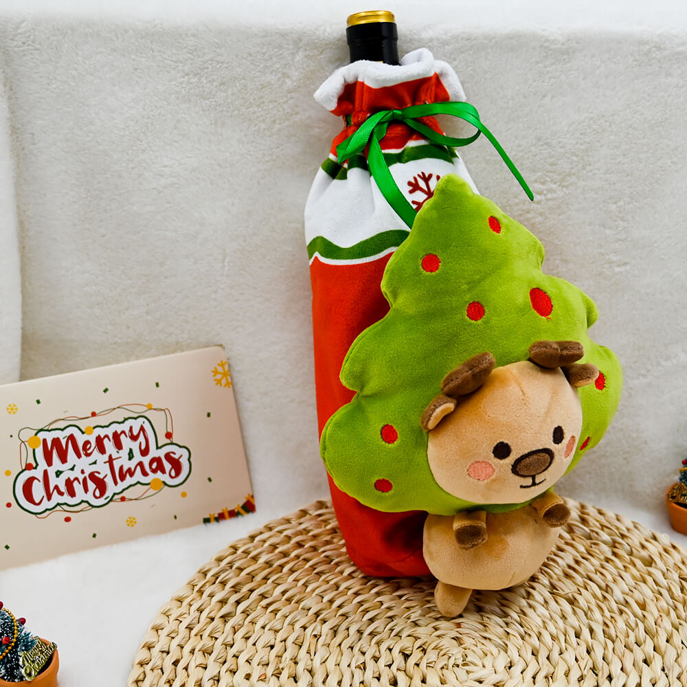 Christmas Cartoon Wine Bottle Set