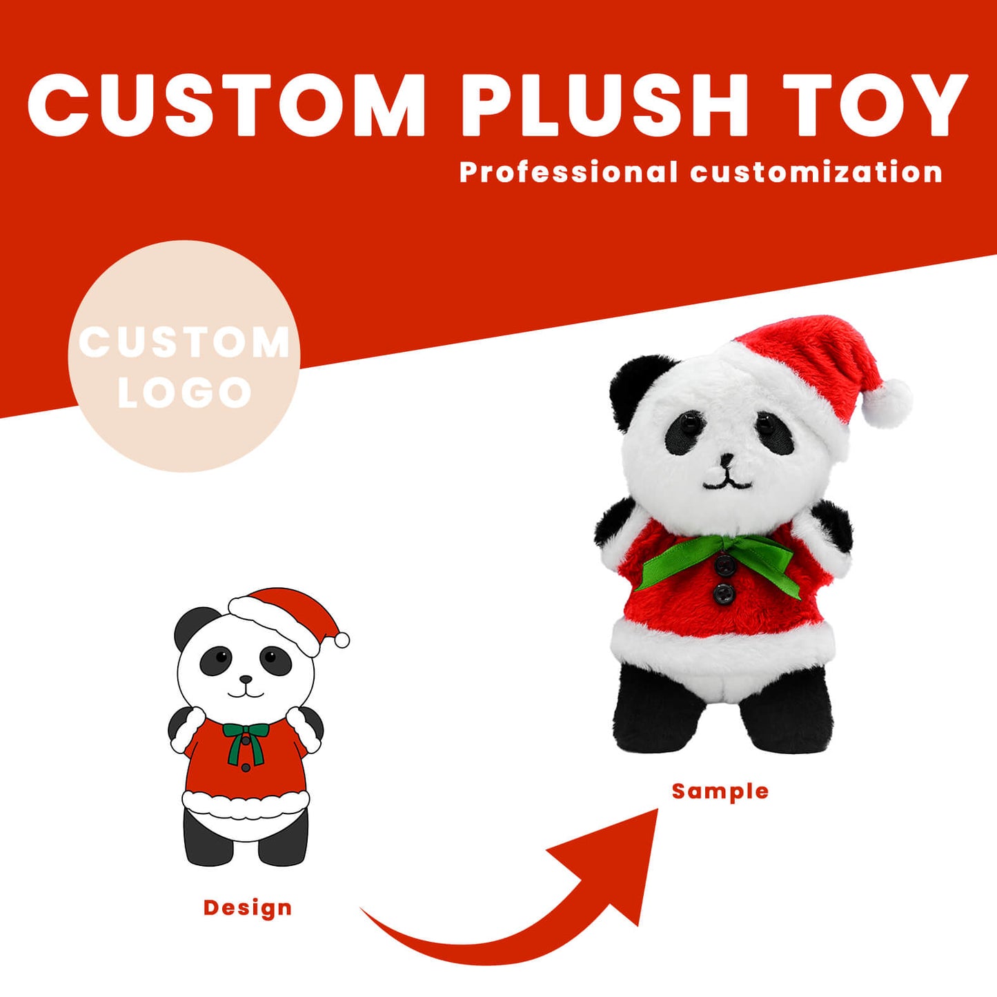 Cute Christmas Plush Keychain Panda Christmas Hat Plushie Toy as Christmas gifts