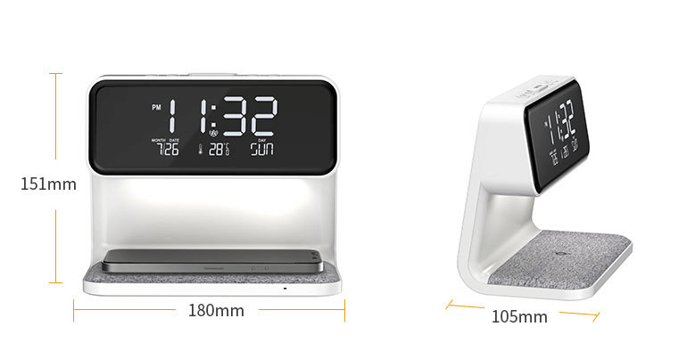 3 In 1 Lamp Wireless Charging LCD Screen Alarm Clock Wireless