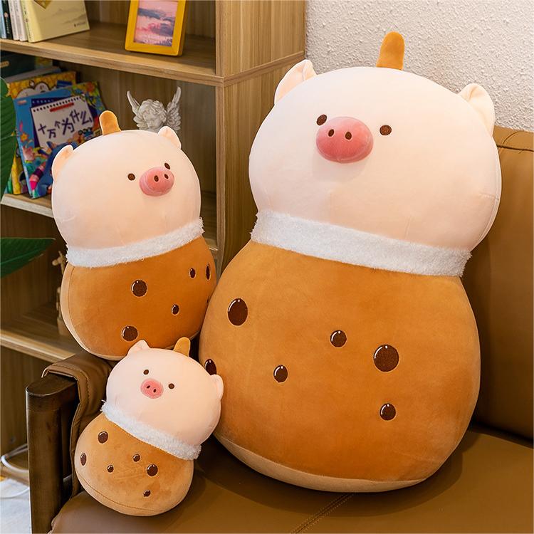 Kawaii Cartoon Piggy Boba Milk Tea  Plushie